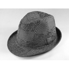 Fedora Hats – 12 PCS Patchwork - Black - HT-6978BK